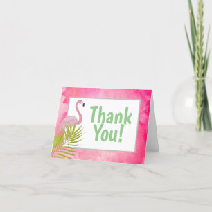 Carte De Remerciements Flamant rose Tropical Rose Palm Frond Anniversaire