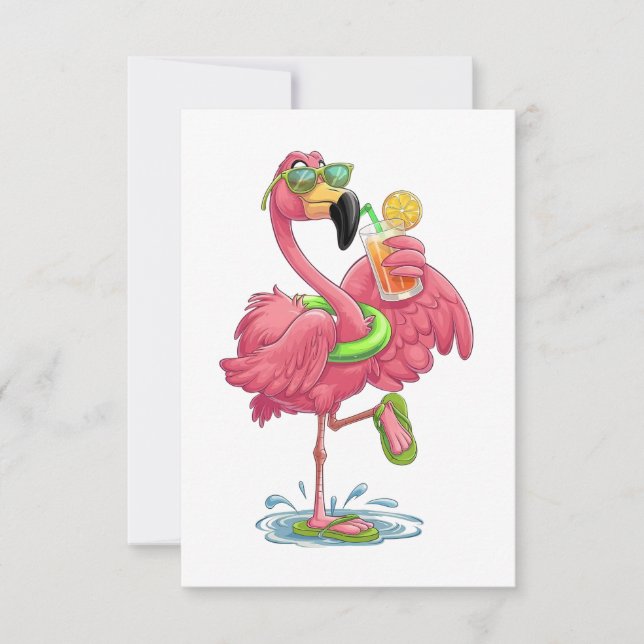 Carte De Remerciements Flamant rose vacances d'été (Devant)