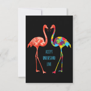 Carte De Remerciements Flamingo Accept Understand Love Autism Flamingo