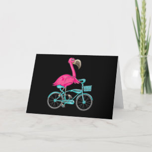 Carte De Remerciements Flamingo   Riding A Bicycle Cool Bikers