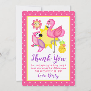 Carte De Remerciements Flamingo Tropical et Perroquet Anniversaire d'Été