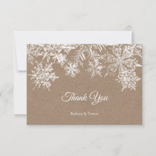 Carte De Remerciements Flammes de neige blanches et kraft Noël Mariage d'
