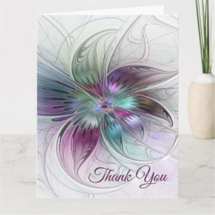 Carte De Remerciements Fleur Abstraite Colorée Art Fractal Floral Moderne