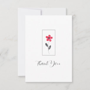 Carte De Remerciements Fleur aquarelle à cinq pétales rouge