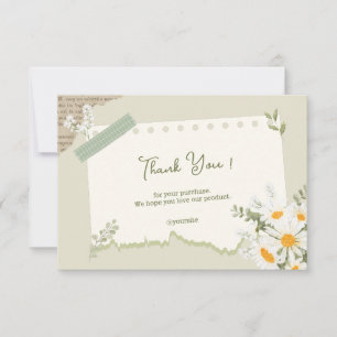 Carte De Remerciements Fleur aquarelle verte sauge et blanche