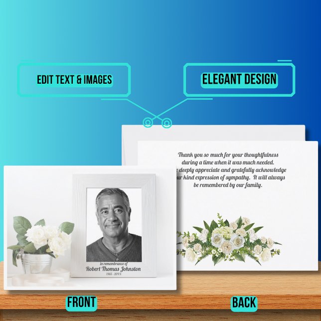 Carte De Remerciements Fleur blanche funéraire et Sympathie photo (Please enjoy our design and see the others in the collection.)