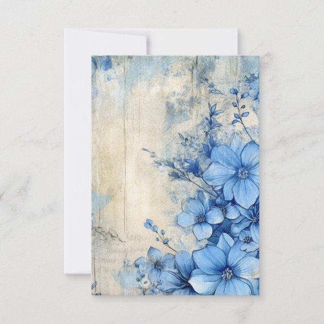 Carte De Remerciements Fleur Bleue (Devant)