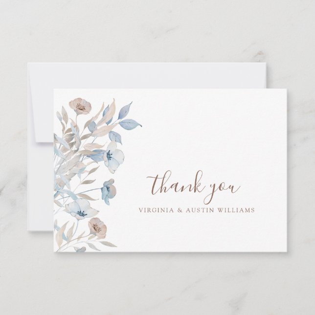 Carte De Remerciements Fleur Bleue (Devant)