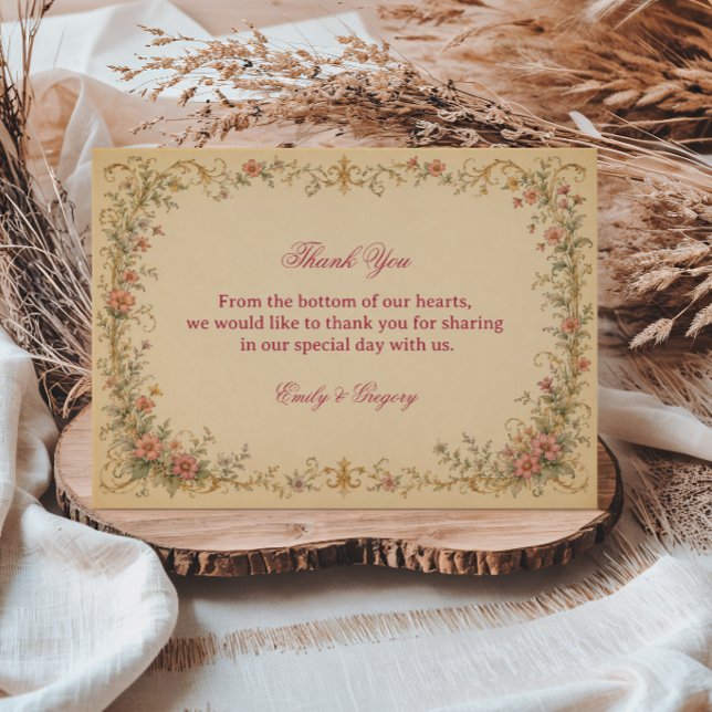 Carte De Remerciements Fleur botanique vintage (Créateur téléchargé)