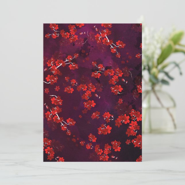 Carte De Remerciements Fleur cerise 3 (Debout devant)