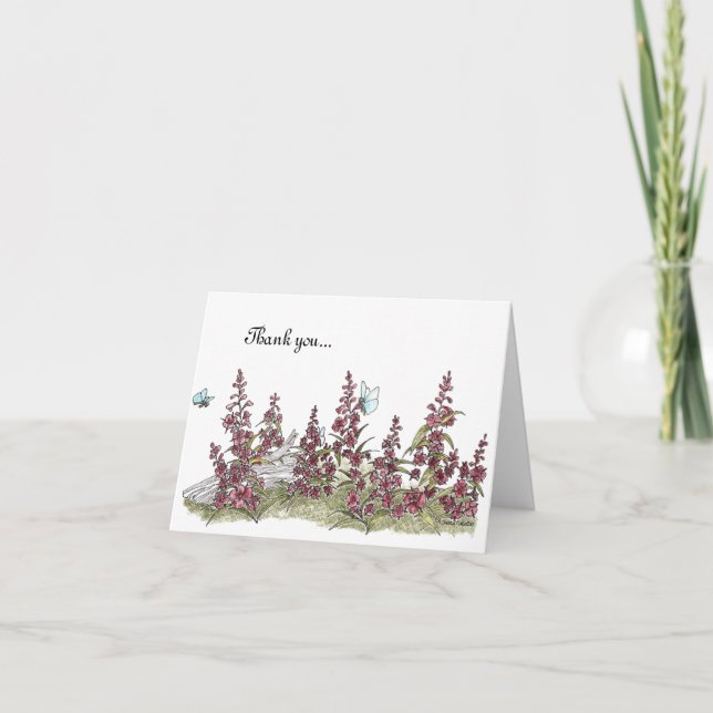 Carte De Remerciements Fleur d'algue de l'Alaska avec aquarelle de papill (Devant)