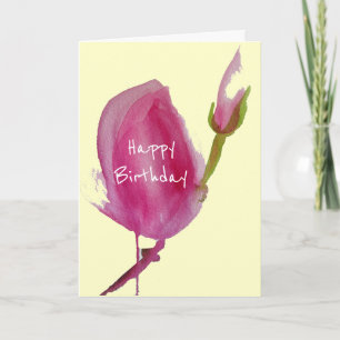 Carte De Remerciements Fleur d'anniversaire de l'aquarelle rose Magnolia