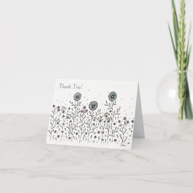 Carte De Remerciements Fleur dansante dans une prairie (Devant)