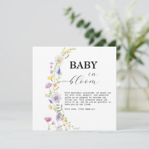 Carte De Remerciements Fleur de bébé Fleur sauvage Baby Shower Floral