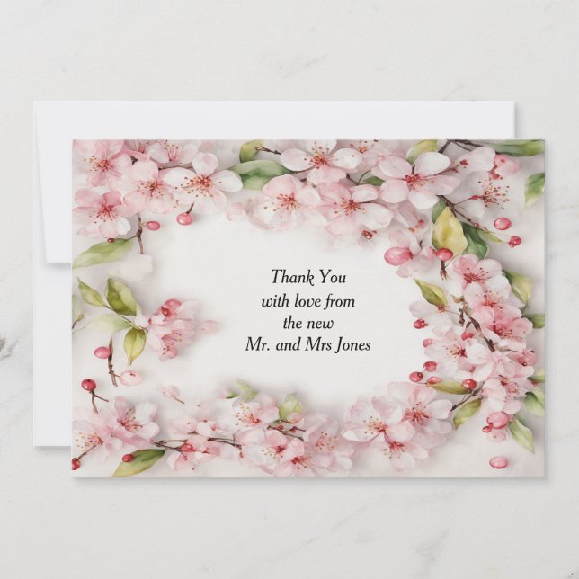 Carte De Remerciements Fleur de cerise (Devant)