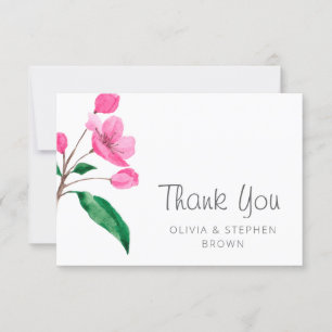 Carte De Remerciements Fleur de cerise rose printanière. Mariage floral c