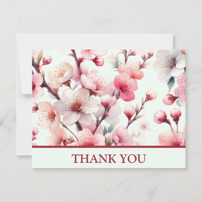 Carte De Remerciements Fleur de Cerisier (Devant)