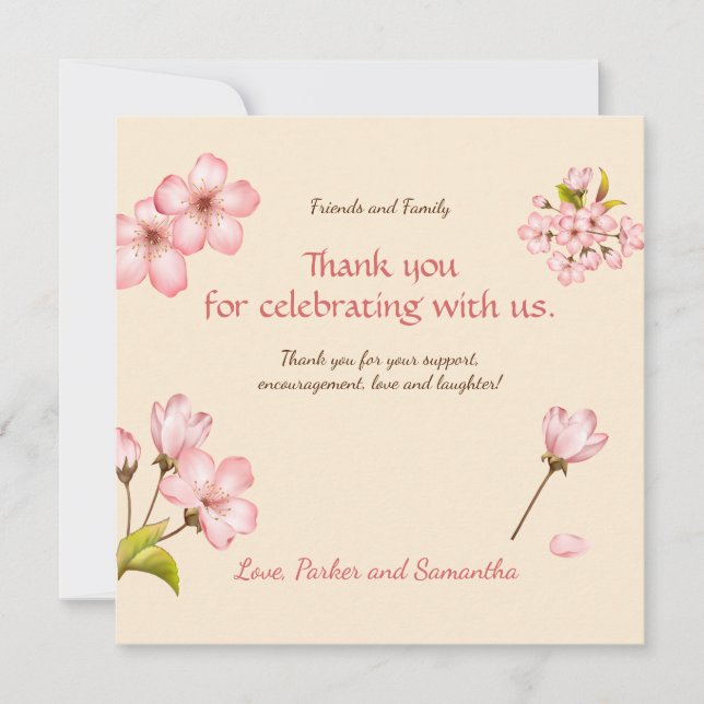 Carte De Remerciements Fleur de cerisier  (Devant)
