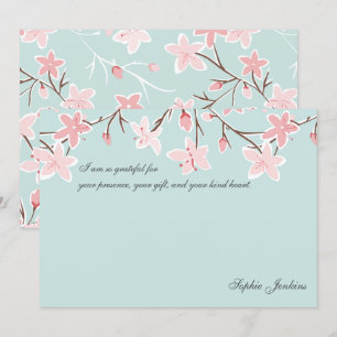 Carte De Remerciements Fleur de cerisier moderne florale de mariage