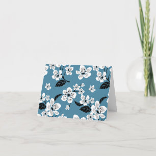 CARTE DE REMERCIEMENTS FLEUR DE CERISIER - SAKURA (BLEU FUMÉ)
