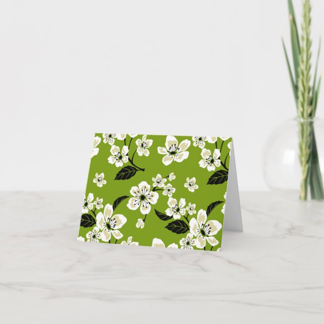 CARTE DE REMERCIEMENTS FLEUR DE CERISIER - SAKURA (THÉ VERT MATCHA) (Devant)