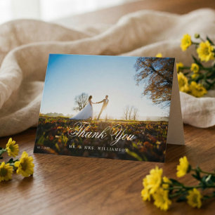 Carte De Remerciements Fleur de citron Arbre Floral Élégant Mariage blanc