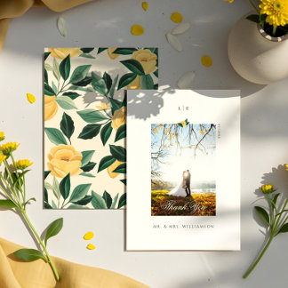 Carte De Remerciements Fleur de citron Arbre Floral Photo de mariage élég