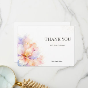 Carte De Remerciements Fleur de couleur pastel à l'aquarelle avec accents