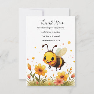 Carte De Remerciements Fleur de dessin animé de jolie abeille