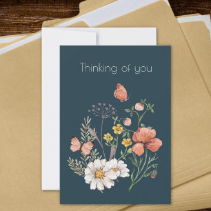 Carte De Remerciements Fleur de Fleur Sauvage Botanique Boho Vous Pense