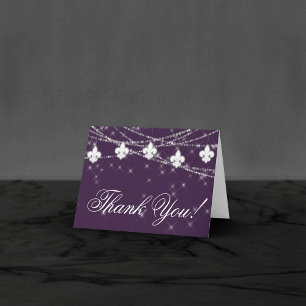 Carte De Remerciements Fleur de Lis Eggplant Lumières pourpres   Photo Mo