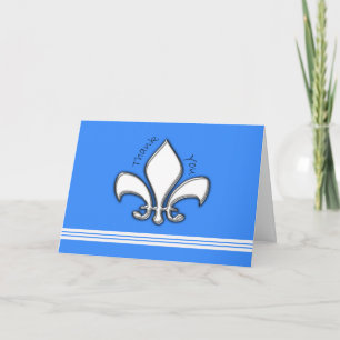Carte De Remerciements Fleur de Lis en argent contemporain