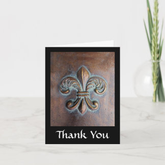 Carte De Remerciements Fleur De Lis, Revêtement De Cuivre Vieilli Imprimé