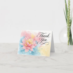 Carte De Remerciements Fleur de Lotus aquarelle rose élégante remerciemen