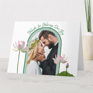 Carte De Remerciements Fleur de Lotus rose et Mariage vert