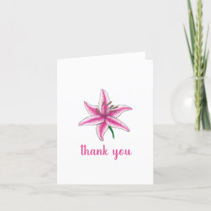 Carte De Remerciements Fleur de lys rose mariage Baby Shower Floral Garde