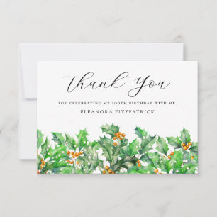 Carte De Remerciements Fleur de naissance de décembre personnalisée pour