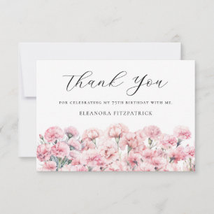 Carte De Remerciements Fleur de naissance personnalisée pour le 75e anniv