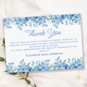 Carte De Remerciements Fleur de Ne m'oubliez pas Sympathie Floral Mémoria