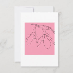 Carte De Remerciements Fleur de perce-neige rose et noire