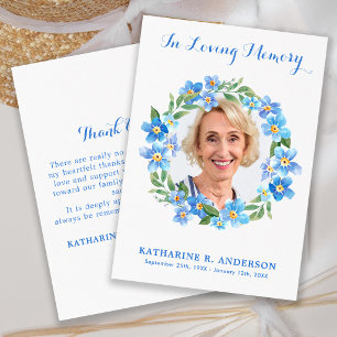 Carte De Remerciements Fleur de Photo Forget-Me-Not Sympathie Mémorielle 