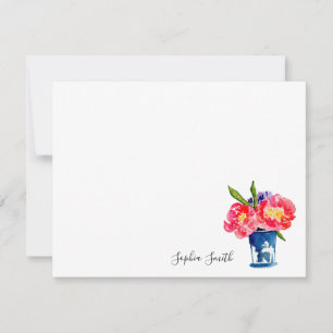 Carte De Remerciements Fleur de pivoine à l'aquarelle dans un vase