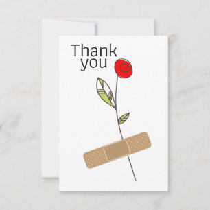 Carte De Remerciements Fleur de remerciement et pansement pour infirmière