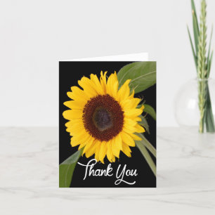 Carte De Remerciements Fleur de remerciement florale Jaune Tournesol Noir