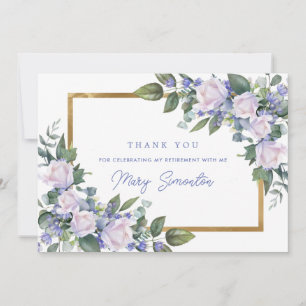 Carte De Remerciements Fleur de retraite bleu blanc plat