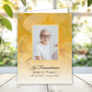 Carte De Remerciements Fleur de rose jaune Pétales Sympathie funéraire