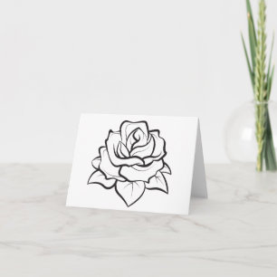 Carte De Remerciements Fleur de rose noire et blanche florale - Bonjour, 