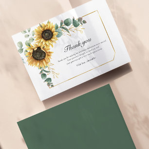 Carte De Remerciements Fleur de tournesol 60e fête d'anniversaire