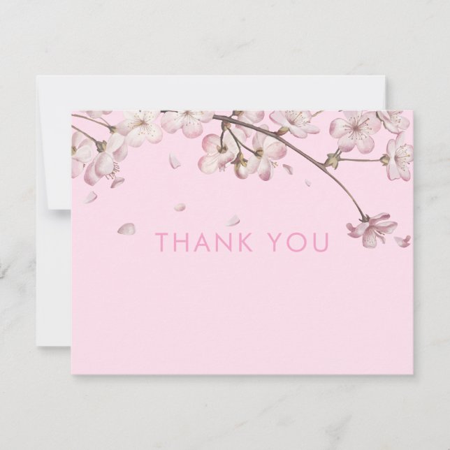 Carte De Remerciements Fleur délicate moderne rose (Devant)