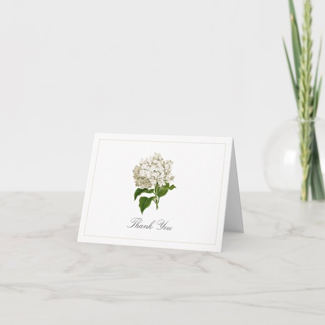 Carte De Remerciements Fleur d'hydrangea blanche antique Traditionnel  (Devant)